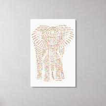 World Word African Elephant Canvas Print