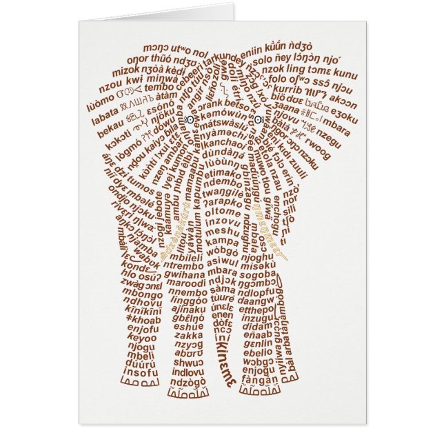 World Word African Elephant Card (Vorne)