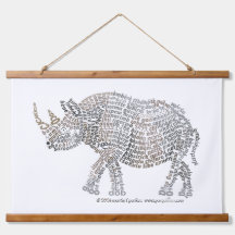World Word African Rhino Tapestry