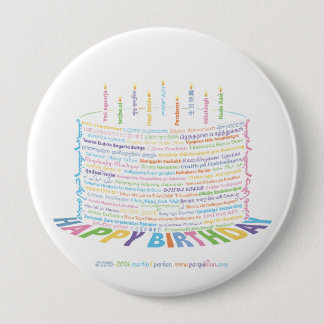 World Word Birthday Cake Button