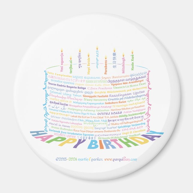 World Word Birthday Cake Magnet (Vorne)