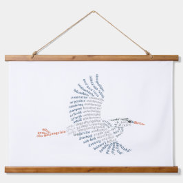 World Word Blue Heron Tapestry Wandteppich Mit Holzrahmen