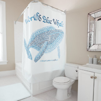 World Word Blue Whale Duschvorhang