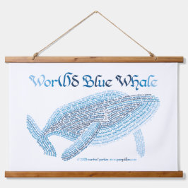 World Word Blue Whale Tapestry Wandteppich Mit Holzrahmen