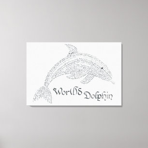World Word Dolphin Canvas Print - mit Titel Leinwanddruck