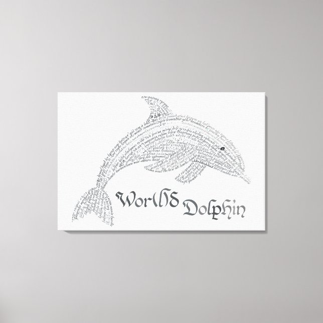 World Word Dolphin Canvas Print - mit Titel Leinwanddruck (Vorderseite)