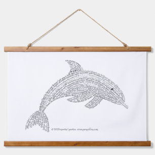 World Word Dolphin Tapestry Wandteppich Mit Holzrahmen
