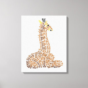 World Word Giraffe Canvas Print Leinwanddruck