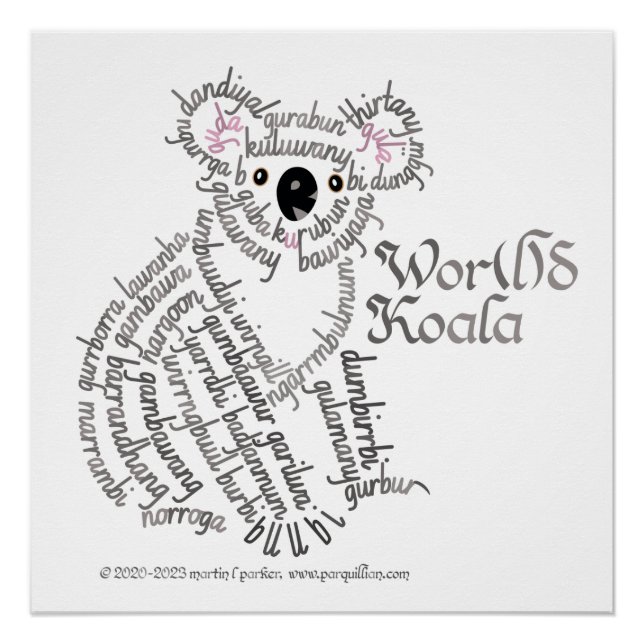 World Word Koala Poster (Vorderseite)