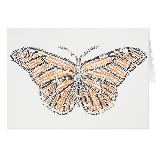 World Word Monarch Butterfly Card (Vorderseite (Horizontal))