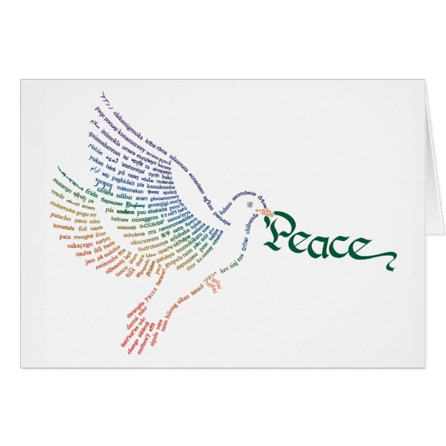 World Word Peace Dove Card (Vorderseite (Horizontal))