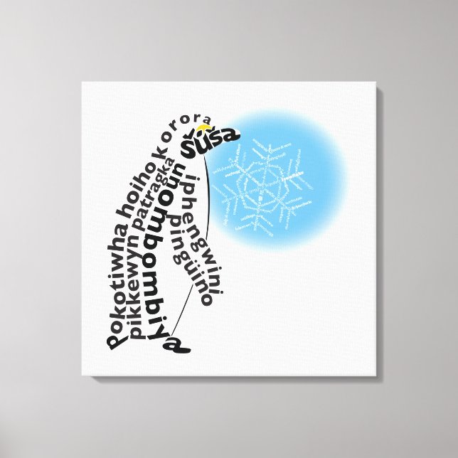 World Word Pinguin Canvas Print Leinwanddruck (Vorderseite)