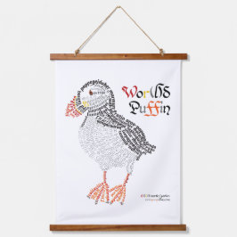 World Word Puffin Tapestry Wandteppich Mit Holzrahmen
