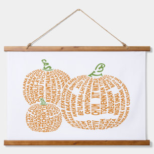 World Word Pumpkins Tapestry Wandteppich Mit Holzrahmen