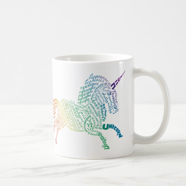 World Word Rainbow Unicorn-Tasse Kaffeetasse (Rechts)