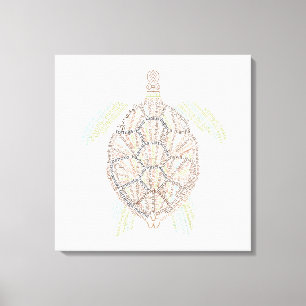World Word Sea Turtle Canvas Print Leinwanddruck