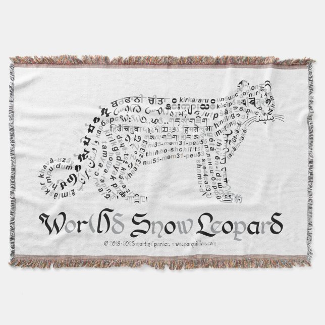 World Word Snow Leopard Throw Blanket Decke (Vorderseite)