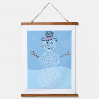 World Word Snowman Tapestry Wandteppich Mit Holzrahmen
