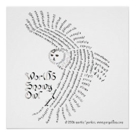 World Word Snowy Owl Poster