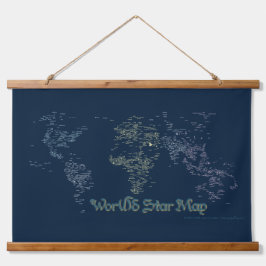 World Word Star Map Tapestes Wandteppich Mit Holzrahmen