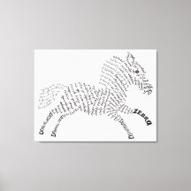 World Word Zebra Canvas Print