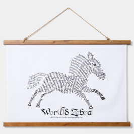 World Word Zebra Tapestry Wandteppich Mit Holzrahmen