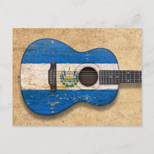 Worldal El Salvador Flag Acoustic Guitar Postkarte
