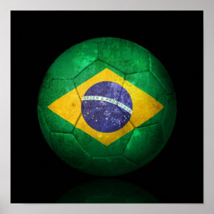 Worldof Brazilian Flag Football Soccer Ball Poster