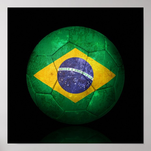 Worldof Brazilian Flag Football Soccer Ball Poster (Vorne)