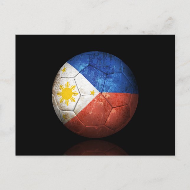 Worldof Filipino Flag Football Soccer Ball Postkarte (Vorderseite)