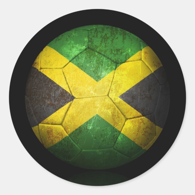 Worldof Jamaican Flag Football Soccer Ball Runder Aufkleber (Vorderseite)