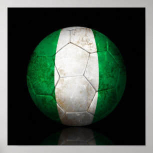 Worldof Nigerian Flag Football Soccer Ball Poster