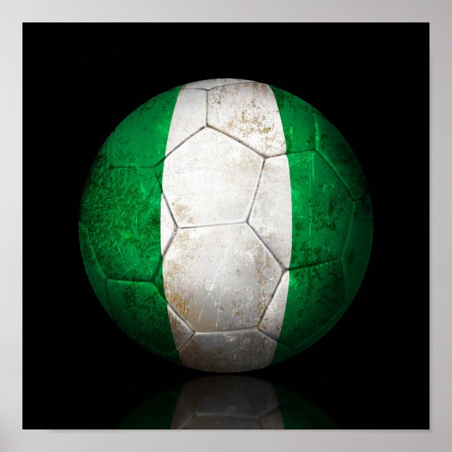 Worldof Nigerian Flag Football Soccer Ball Poster (Vorne)