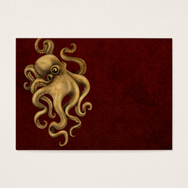 Worldof Vintag Octopus Illustration on Red (Vorderseite)