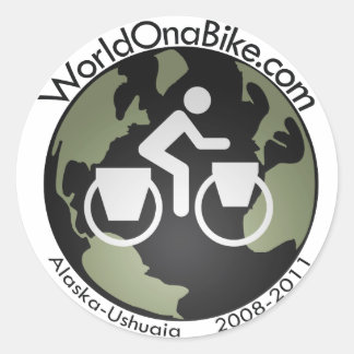 WorldOnaBike.com Runder Aufkleber