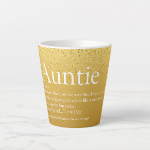 World's Best Aunt, Auntie Definition Gold Glitter Milchtasse
