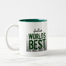 World's Best Boss Grunge Lettering Black Green 200 Zweifarbige Tasse