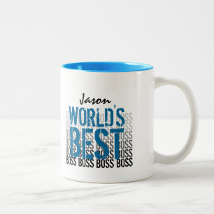 World's Best Boss Grunge Lettering Blue 011 Zweifarbige Tasse