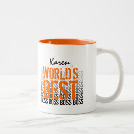 World's Best Boss Grunge Lettering Orange 2012 Zweifarbige Tasse