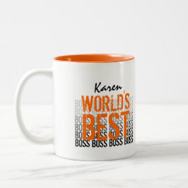 World's Best Boss Grunge Lettering Orange 2012 Zweifarbige Tasse