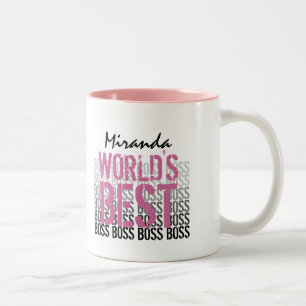 World's Best Boss Grunge Lettering Pink 2008 Zweifarbige Tasse