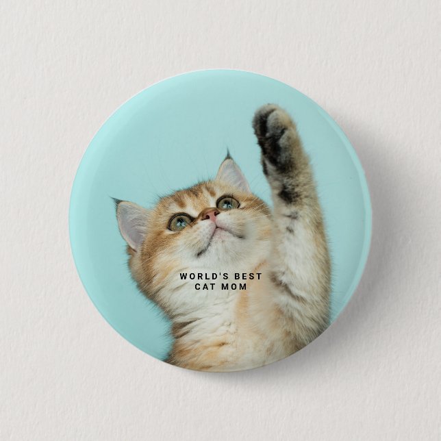 World's Best Cat Mom Custom Photo Button (Vorderseite)