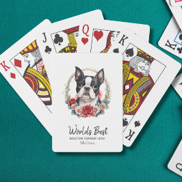 Worlds Best Dog Mama Boston Terrier Monogram Name Spielkarten