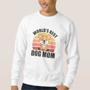 Worlds Best Dog Mom - Dog Corgi Vintage Sunset Sweatshirt