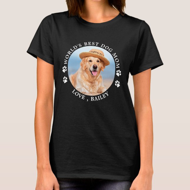 World's Best Dog Mom Personalized Cute Pet Foto T-Shirt (Von Creator hochgeladen)