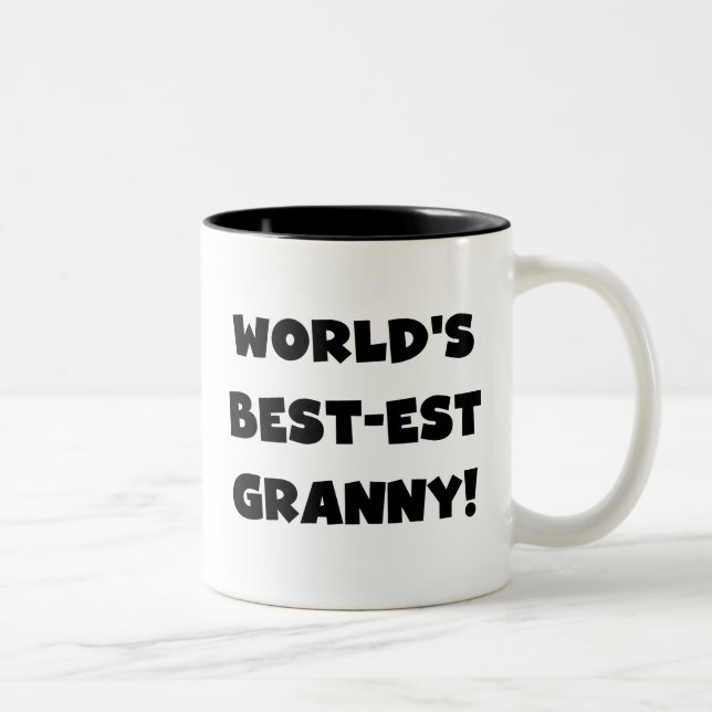 World's Best-est Granny Black Text Tshirts Gifts Zweifarbige Tasse (Rechts)