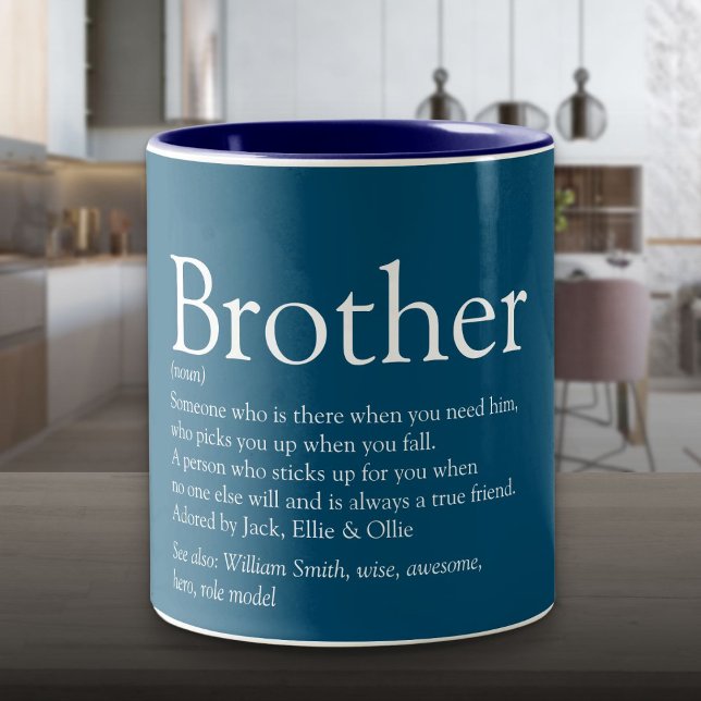 World's Best Ever Brother Definition Fun Blue Zweifarbige Tasse (World's Best Ever Brother Definition Fun Blue Two-Tone Coffee Mug)