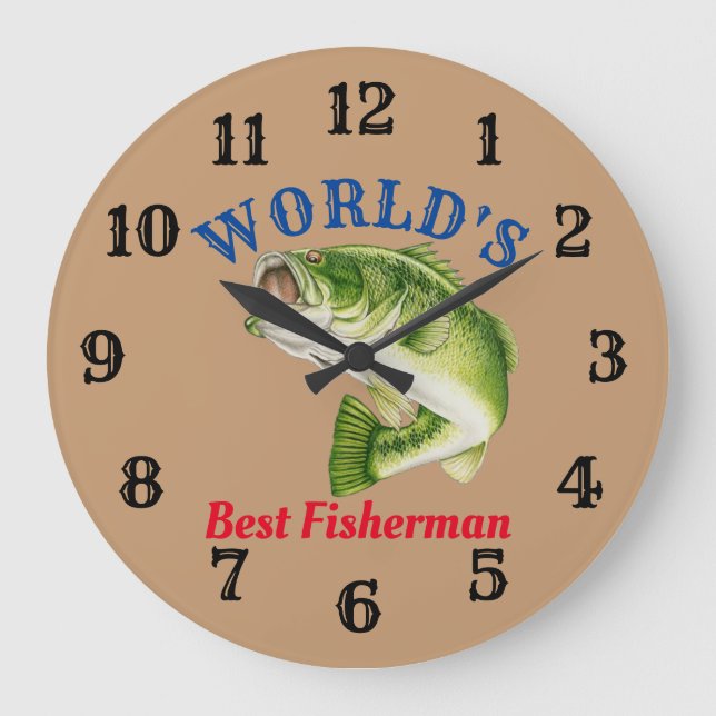 World's Best Fisherman Große Wanduhr (Vorderseite)