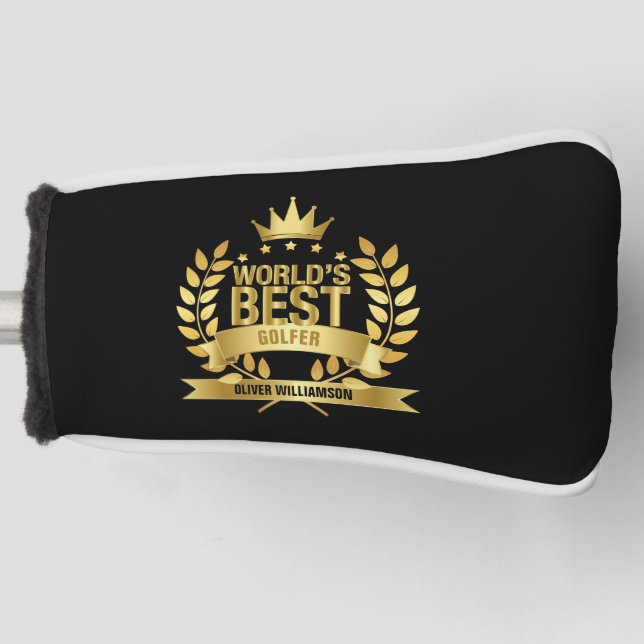 World's Best Golfer Black And Gold 5 Star Golf Headcover (Vorderseite)