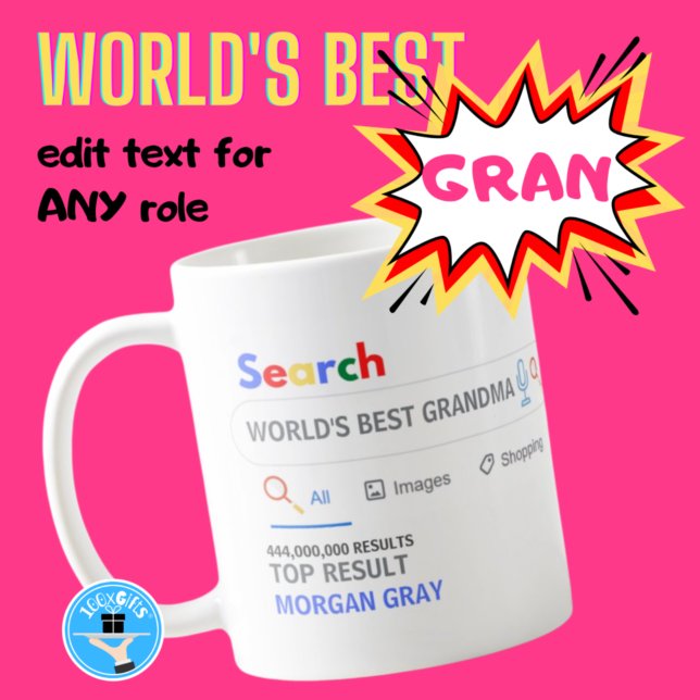 WORLDS BEST GRANDMA - Funny Search TOP Resultat Kaffeetasse (Von Creator hochgeladen)